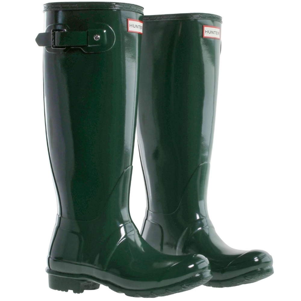 Womens Tall Hunter Rain Boot Green Gloss